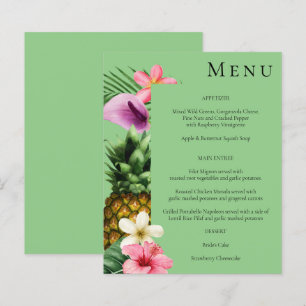 Papier Budget Tropical Hawaiian Floral Menu- Vert