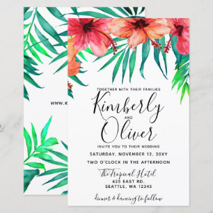 Papier Budget Tropical Hibiscus Beach Mariage Invitation