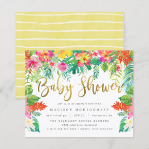 Papier Budget Tropical Hibiscus Foliage Baby shower Or