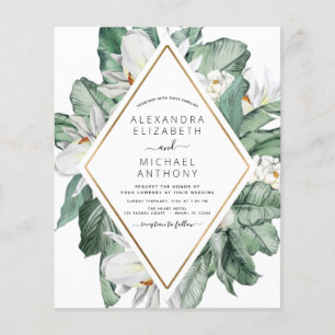 Papier Budget Tropical Magnolia Floral Faire-part de mari