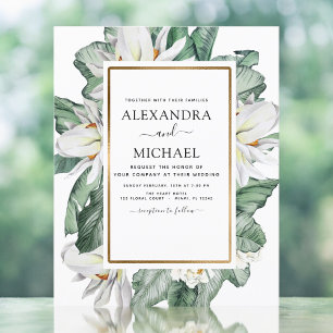 Papier Budget Tropical Magnolia Floral Faire-part de mari