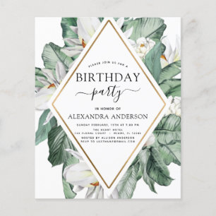 Papier Budget Tropical Magnolia Invitation Anniversaire
