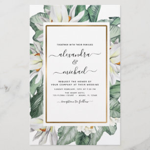 Papier Budget Tropical Magnolia Palm Faire-part de mariag
