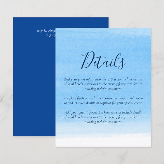 Papier Budget Tropical Mariage Détails Hôtels Boîtier (Devant / Derrière)