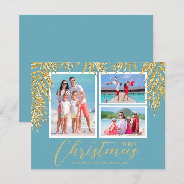 Papier Budget Tropical Merry Christmas Photo Holiday Card (Devant / Derrière)