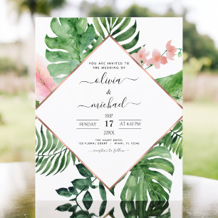 Papier Budget Tropical Palm Faire-part de mariage géométr