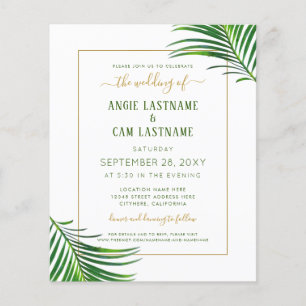 Papier Budget Tropical Palm Leaf Green Invitation