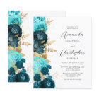 Budget Turquoise Aqua Floral Gold Script Wedding I