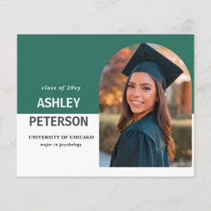 Papier Budget Turquoise Arc Photo Graduation Invitation