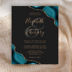 Papier Budget Turquoise Blue Agate Corners Mariage foncé