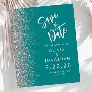 Papier Budget Turquoise Blue Silver Parties scintillant E