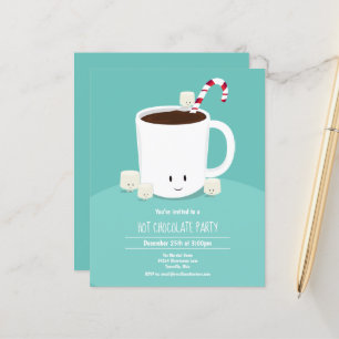 Papier Budget Turquoise chocolat chaud Noël Invitation de
