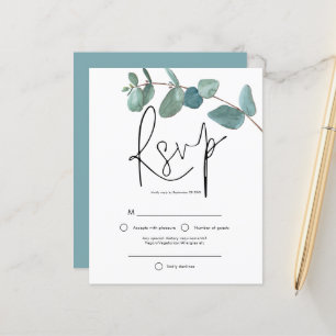 Papier Budget Turquoise Eucalyptus Élégant Script RSVP