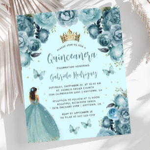 Papier Budget Turquoise Floral Princess Quinceañera