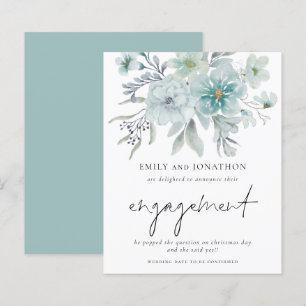 Papier Budget Turquoise Floraux blancs Faire-part Fiançai