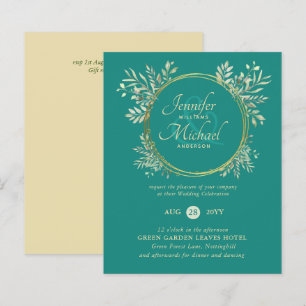 Papier BUDGET Turquoise Gold Greenery Wreath Wedding Invi