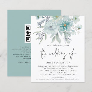 Papier Budget Turquoise Mist QR Floral Faire-part de mari