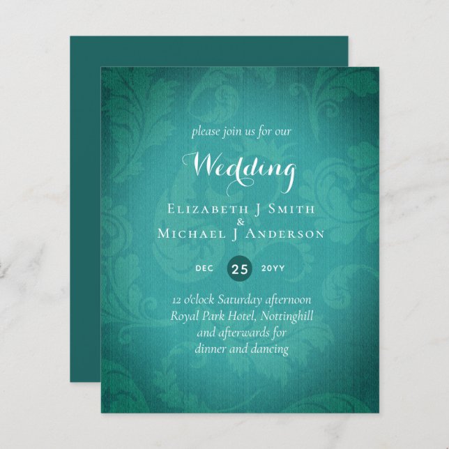 Papier BUDGET Turquoise Mystique Mariage Invitation (Devant / Derrière)