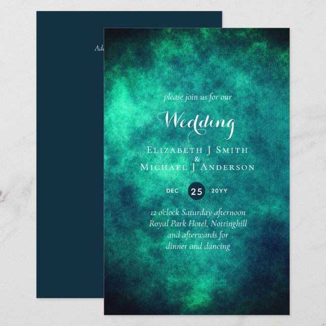 Papier BUDGET Turquoise Mystique Mariage Invitation (Devant / Derrière)