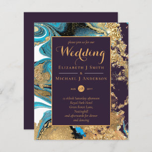 Papier BUDGET Turquoise Purple Gold Agate Mariage Invitat