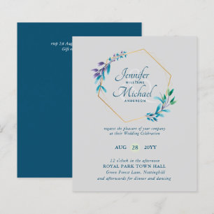 Papier BUDGET Turquoise Purple Gold Wreath Wedding Invita