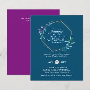 Papier BUDGET Turquoise Purple Gold Wreath Wedding Invita