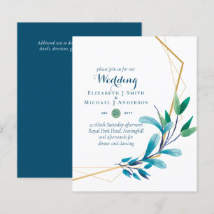 Papier BUDGET Turquoise Purple Gold Wreath Wedding Invita