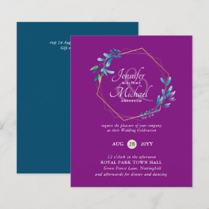 Papier BUDGET Turquoise Purple Gold Wreath Wedding Invita