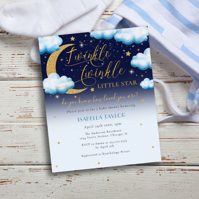 Papier Budget Twinkle Little Star Blue Boy Baby shower (Créateur téléchargé)