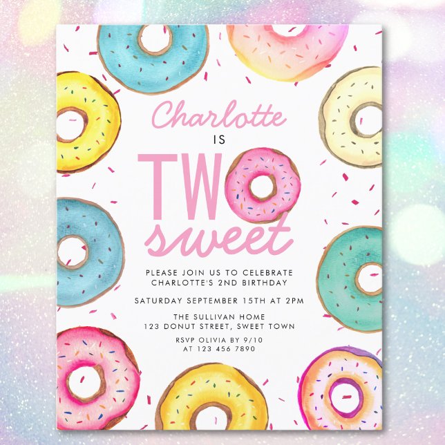 Papier Budget Two Sweet Donuts 2e Invitation d'anniversai (Créateur téléchargé)