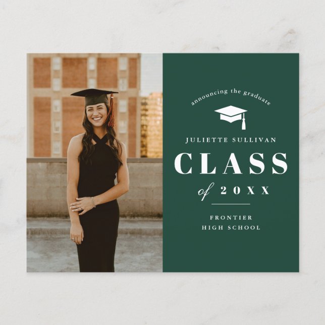 Papier Budget Type minimal Faire-part de graduation photo (Devant)