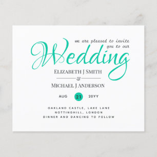 Papier Budget TYPOGRAHY Mariage Invite - Moderne TURQUOIS