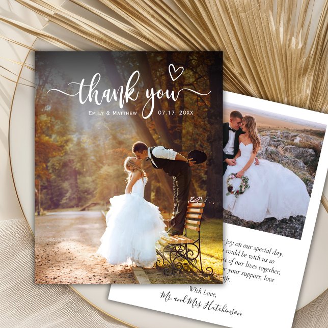 Papier Budget Typographie moderne 2 Mariage photo Merci (Créateur téléchargé)