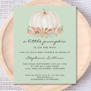 Papier Budget Un Baby shower Vert Un Peu Citrouille Invit