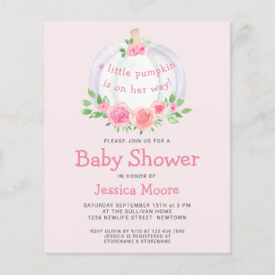 Papier Budget Un Petit Baby shower Citrouille Invitation