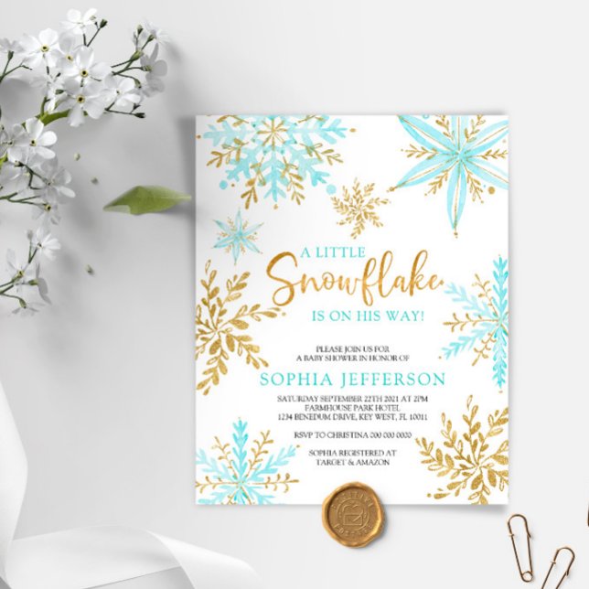 Papier BUDGET Un petit Baby shower de neige Invitation (Créateur téléchargé)