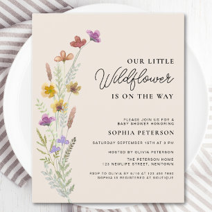 Papier Budget Un Petit Fleur sauvage Boho Baby shower Inv
