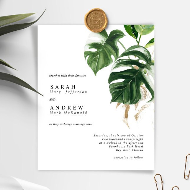 Papier BUDGET Végétation tropicale Invitation Mariage mod (Créateur téléchargé)