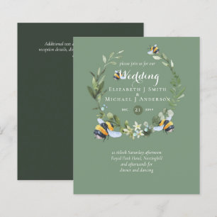 Papier BUDGET Verdure Eucalyptus Bees Mariage Invite