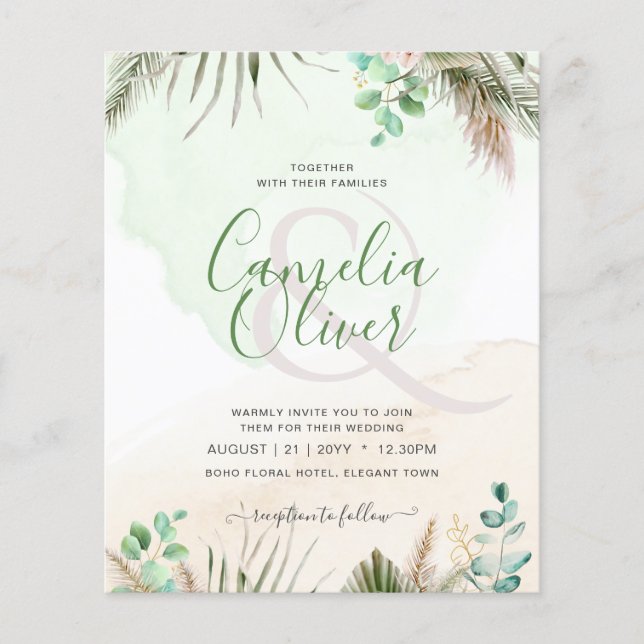 Papier BUDGET Verdure Eucalyptus Pampas Mariage en herbe (Devant)