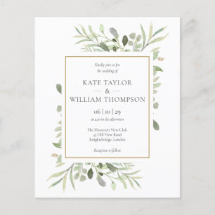 Papier Budget Verdure Foliage Faire-part de mariage Flora