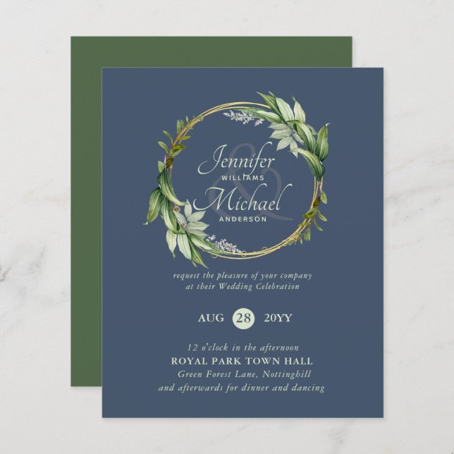 Papier BUDGET Verdure Wreath Wedding Invitations (Devant / Derrière)