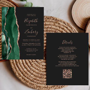 Papier Budget Vert Agate Rose Gold Ardoise Code QR Mariag