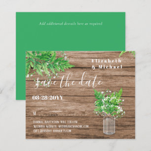 Papier BUDGET Vert Économie Dates Ferns Rustic Mariage
