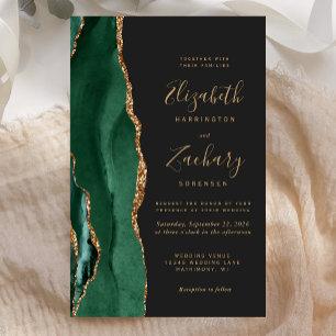 Papier Budget Vert Émeraude Or Agate Sombre Mariage