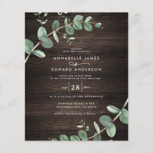 Papier budget vert eucalyptus bois foncé rustique mariage