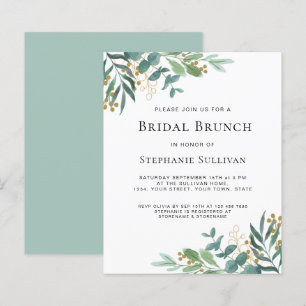 Papier Budget Vert Eucalyptus Invitation de Brunch nuptia