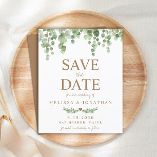 Papier Budget Vert Eucalyptus Mariage Enregistrer La Date