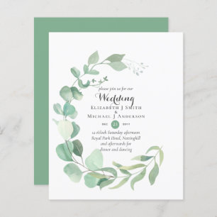 Papier Budget vert Eucalyptus Mariage Invite