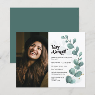 Papier Budget Vert Eucalyptus Photo Grad Invitation de la